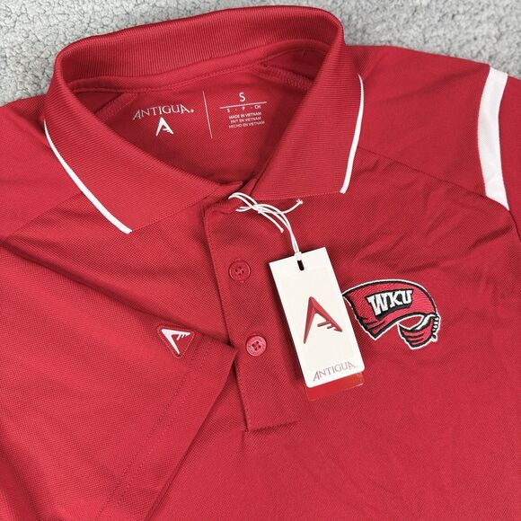 Western Kentucky Hilltoppers Shirt Men Small Red Antigua Polo WKU Towel Logo NWT - Picture 1 of 12